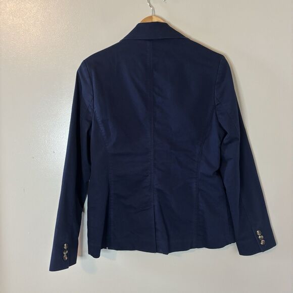L.L. Bean Womens Blazer Navy Blue Fitted 3 Button Jacket Sz Small - Picture 6 of 8